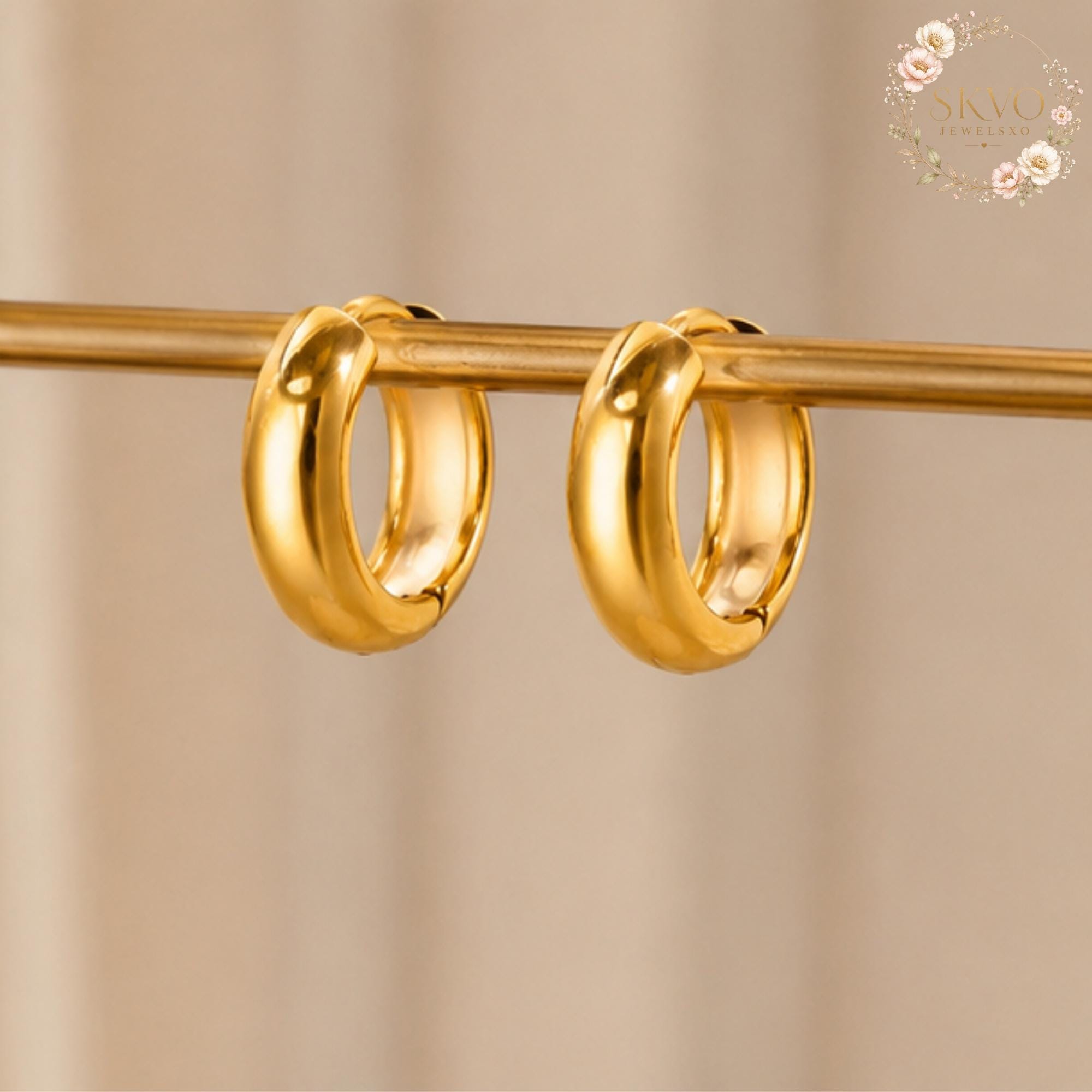 18K Gold Plated Hoop Earrings | Stainless Steel Gold Hoops | Minimalist Jewelry for Women | Gift for Her | Elegant Ear Accessories