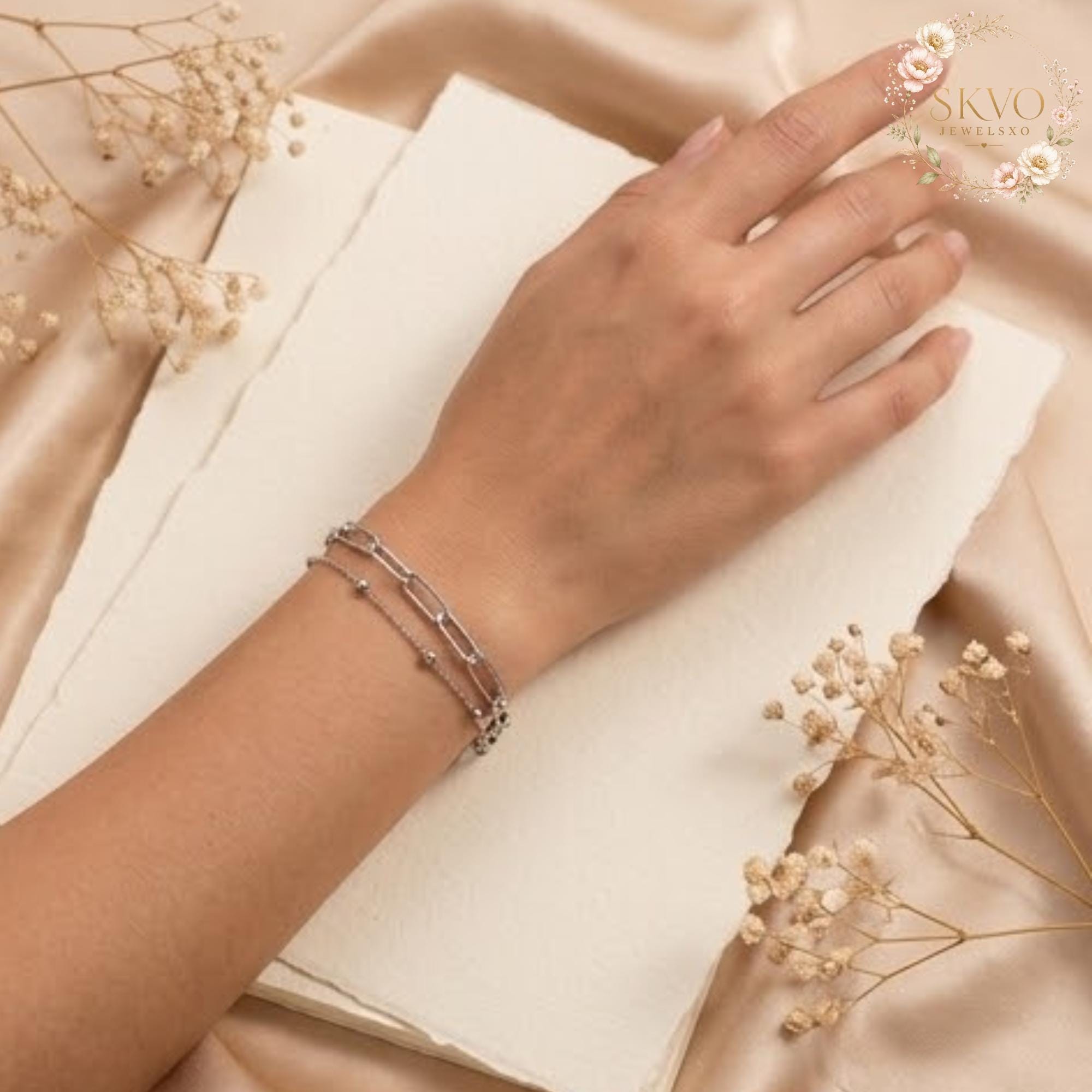 Stainless Steel Ball and Chain Bracelet | Minimalist Jewelry | Layered Bracelet | Modern Silver Accessory | Gift for Her