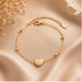 18k Gold Plated Heart Chain Bracelet, Dainty Charm Jewelry, Layered Romantic Accessories, Gift for Her, Elegant Valentine's Day Gift