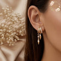 18k Gold Plated Dangle Earrings, Boho Statement Jewelry, Layered Hoop Earrings for Women, Gift for Her, Trendy Gold Earrings