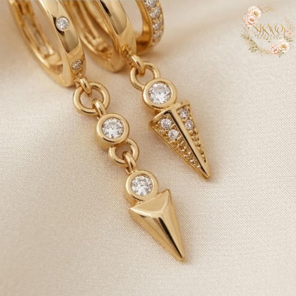 18k Gold Plated Dangle Earrings, Boho Statement Jewelry, Layered Hoop Earrings for Women, Gift for Her, Trendy Gold Earrings