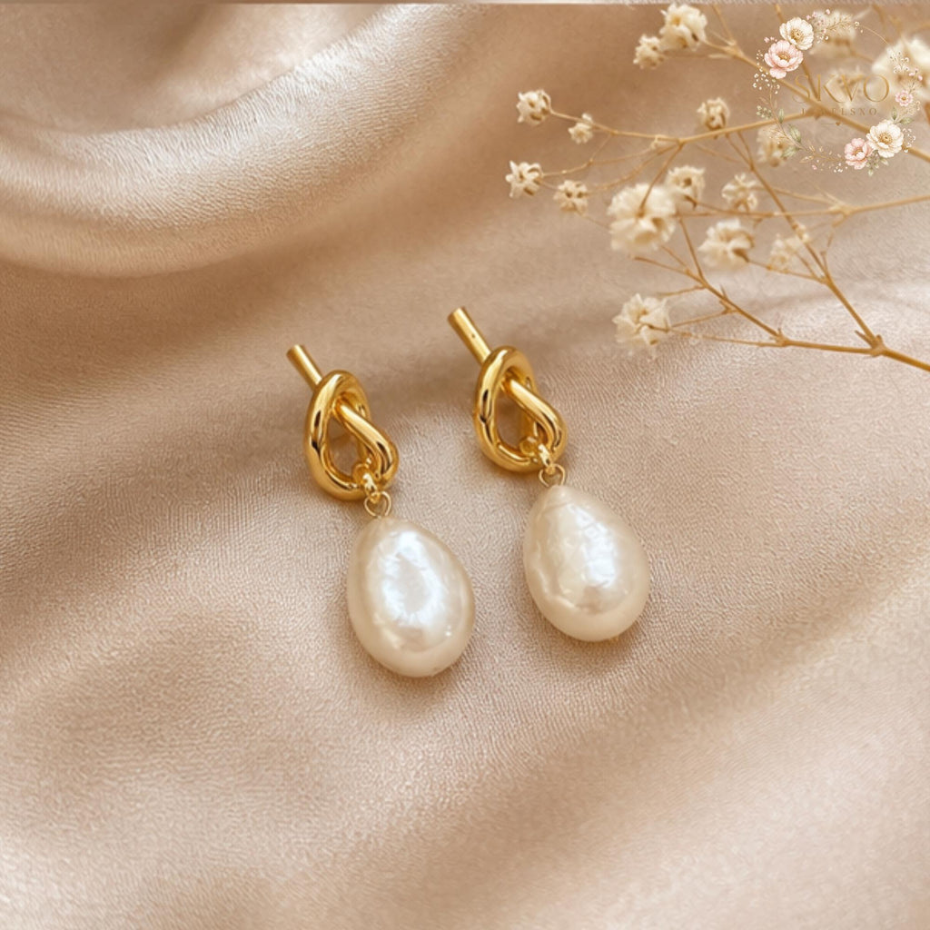 Pearl Drop Earrings, Gold Plated Jewelry, Bridal or Formal Gift, Elegant Dangle Earrings, Wedding Accessory, Fine Handmade Jewelry
