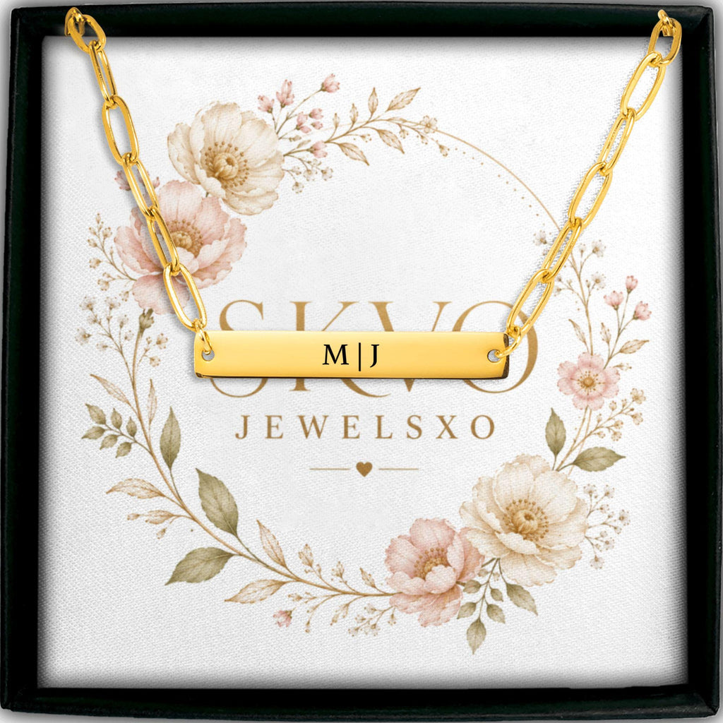 Personalized Paperclip Bar Necklace with Laser Engraving, Stainless Steel, 18k Gold or Rose Gold Plated, Custom Name Pendant, Ready to Ship