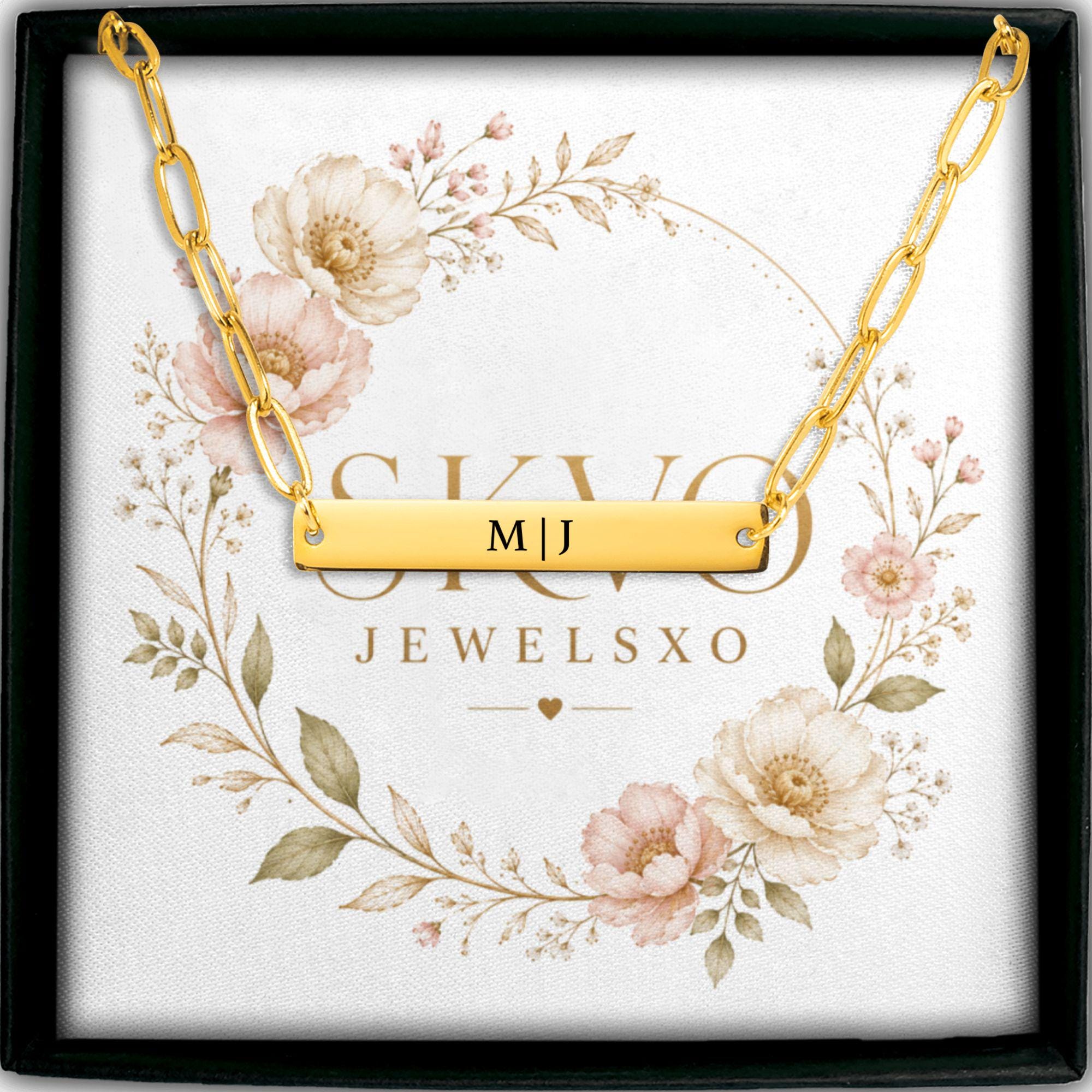 Personalized Paperclip Bar Necklace with Laser Engraving, Stainless Steel, 18k Gold or Rose Gold Plated, Custom Name Pendant, Ready to Ship
