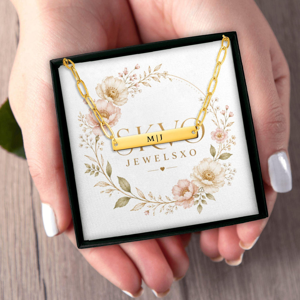 Personalized Paperclip Bar Necklace with Laser Engraving, Stainless Steel, 18k Gold or Rose Gold Plated, Custom Name Pendant, Ready to Ship