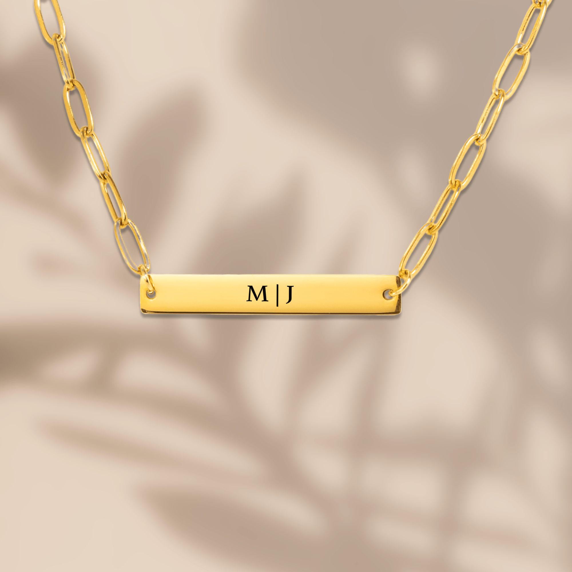 Personalized Paperclip Bar Necklace with Laser Engraving, Stainless Steel, 18k Gold or Rose Gold Plated, Custom Name Pendant, Ready to Ship