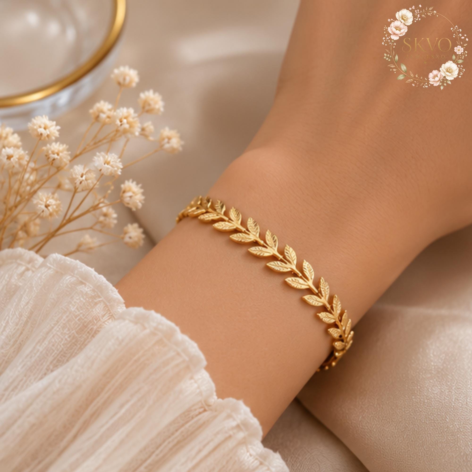 Gold Layered Bracelet, Dainty Leaf Jewelry, Boho Minimal Accessories For Women, Gift Idea For Her