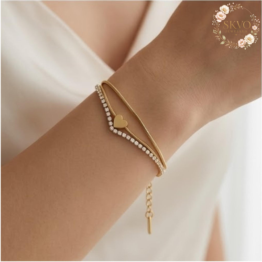 Gold Chain Heart Bracelet, Minimalist Jewelry, Gift for Her, Everyday Wear or Bridal