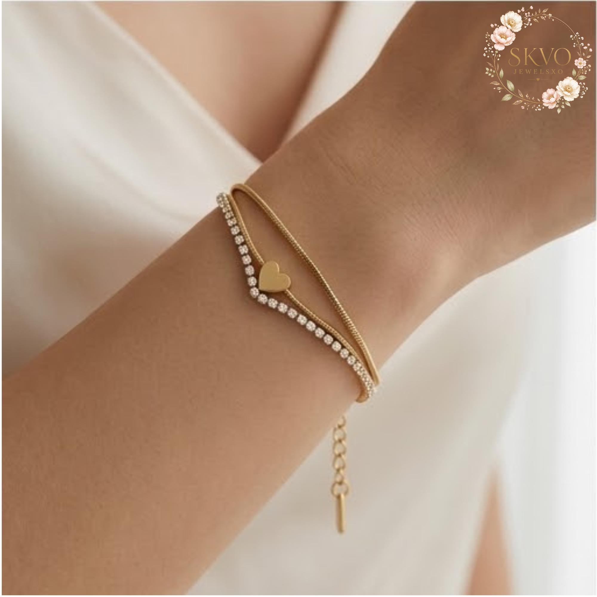 Gold Chain Heart Bracelet, Minimalist Jewelry, Gift for Her, Everyday Wear or Bridal