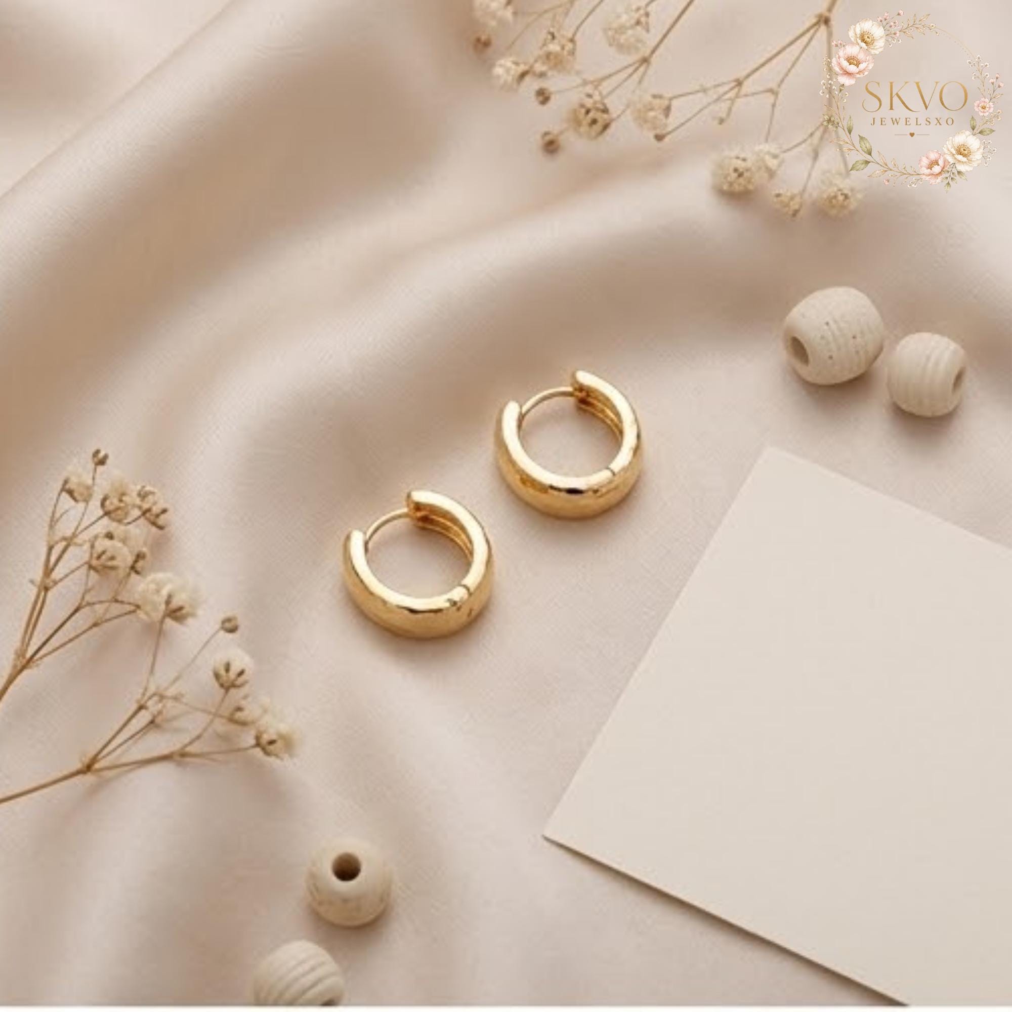 Elegant Gold Hoop Earrings, Dainty Jewelry, Bridal or Everyday Accessory, Handmade Gift for Women, Stylish Minimalist Earrings