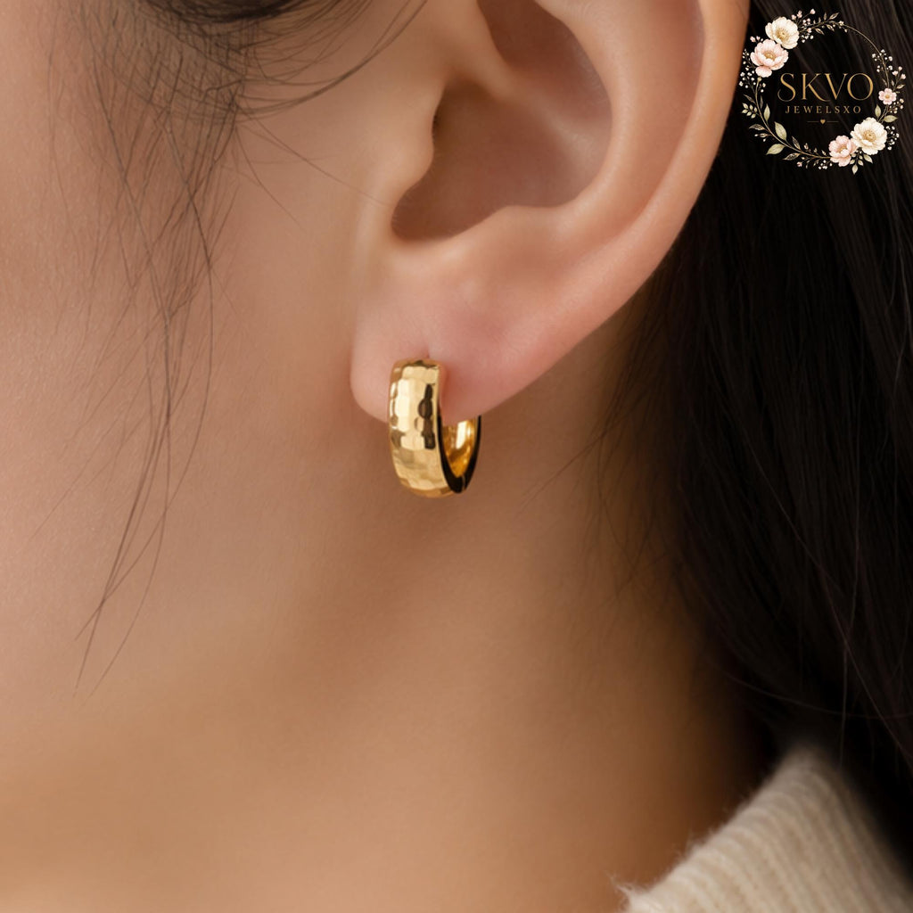 Elegant Gold Hoop Earrings, Dainty Jewelry, Bridal or Everyday Accessory, Handmade Gift for Women, Stylish Minimalist Earrings