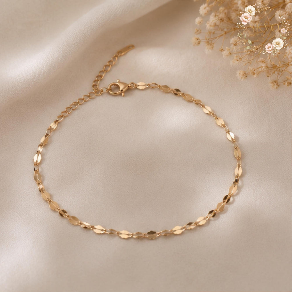 Gold Chain Bracelet, Delicate Gold Bracelet, Adjustable Summer Jewelry, Boho Beach Bracelet, Gift for Her, Minimalist Gold Bracelet