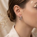 Elegant Silver Hoop Earrings with Cubic Zirconia Accents, Dainty Jewelry for Women, Gift for Her, Everyday Stylish Ear Accessories