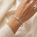 Elegant Silver Bangle with Cubic Zirconia, Dainty Sparkling Jewelry, Gift for Her, Bridal Accessory, Wedding Bracelet, Anniversary Gift