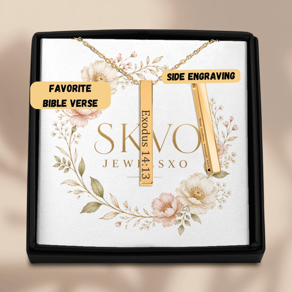 Personalized Bible Verse Necklace, Custom Religious Jewelry with Optional Message, Christian Gift, Silver, Gold, Rose Gold, Spiritual Gift