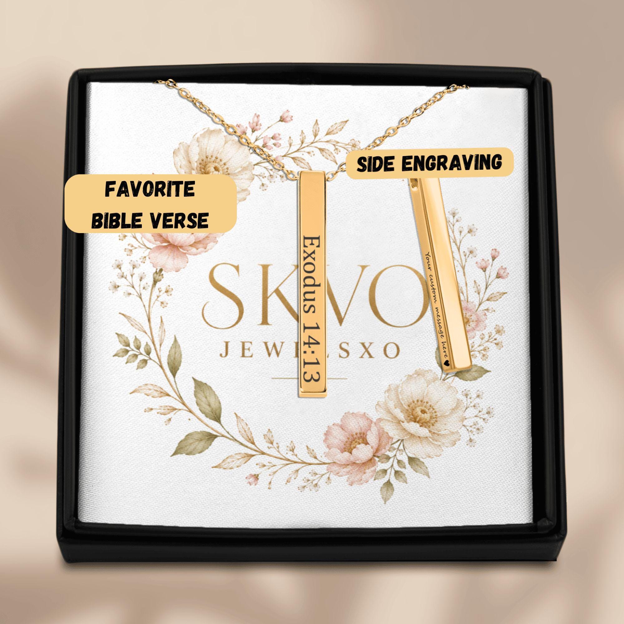 Personalized Bible Verse Necklace, Custom Religious Jewelry with Optional Message, Christian Gift, Silver, Gold, Rose Gold, Spiritual Gift