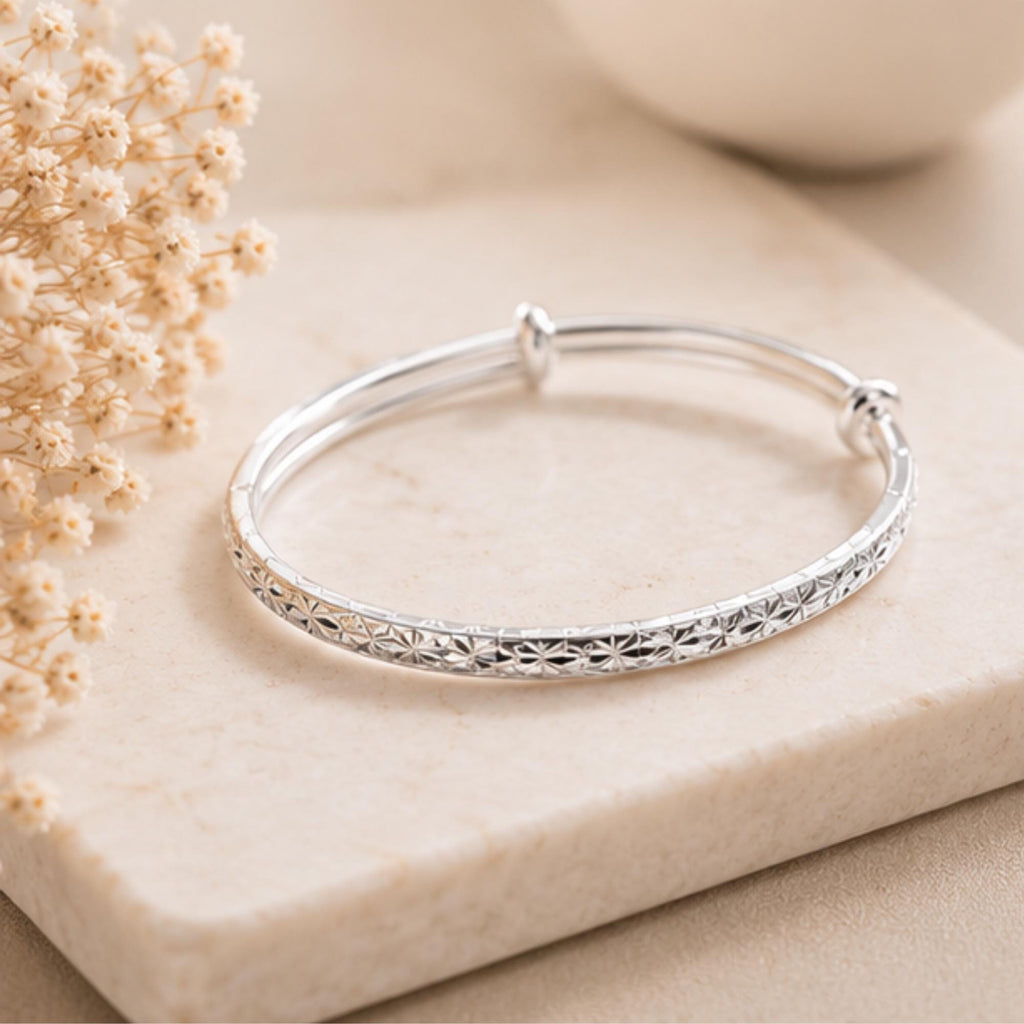 Sterling Silver Cuff Bangle, Minimalist Jewelry, Elegant Gift for Women, Boho Style, Handmade Silver Accessory, Gift for Her