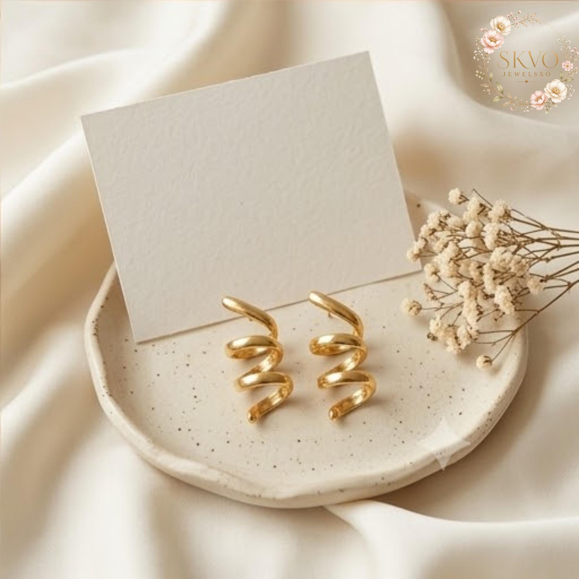 Gold Spiral Hoop Earrings, Statement Jewelry, Modern Ear Cuffs, Gift for Her, Boho Chic, Trendy Ear Accessories, Unique Gold Earrings