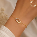 Gold Heart Bracelet, Interlocking Heart Bracelet, Dainty Crystal Bracelet, Romantic Jewelry Gift for Her