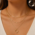 Layered Gold Necklace, Clover Pendant Necklace, Multi Strand Necklace, Dainty Chain Necklace, Everyday Jewelry Gift